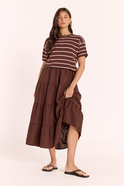 Jasper Knitted Tee - Chocolate Oat Stripe