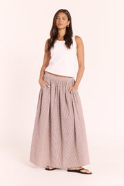 Lottie Skirt - Chocolate Gingham