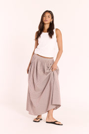 Lottie Skirt - Chocolate Gingham