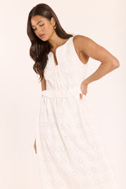 Katie Broderie Dress - White