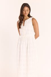 Katie Broderie Dress - White