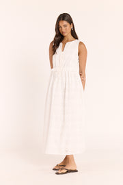 Katie Broderie Dress - White