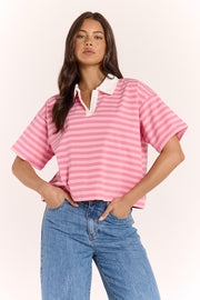 Finn Rugby Tee - Pink Blush Stripe