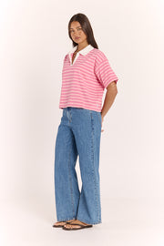 Finn Rugby Tee - Pink Blush Stripe