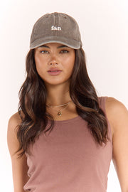 Gigi Washed Denim Cap - Chocolate