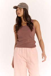 Gigi Washed Denim Cap - Chocolate