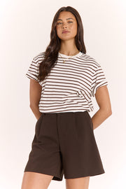 Carter Tee - White Chocolate Stripe