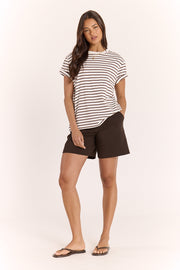 Carter Tee - White Chocolate Stripe