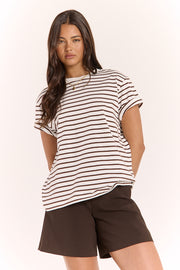 Carter Tee - White Chocolate Stripe