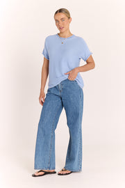 Faye Knitted Tee - Powder Blue