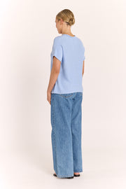 Faye Knitted Tee - Powder Blue
