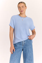 Faye Knitted Tee - Powder Blue