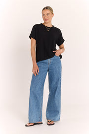 Faye Knitted Tee - Black