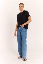 Faye Knitted Tee - Black