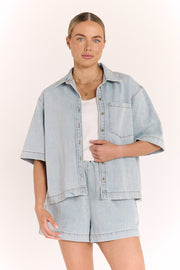 Arlo Cropped Shirt - Summer Blue