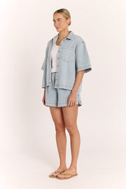 Arlo Cropped Shirt - Summer Blue