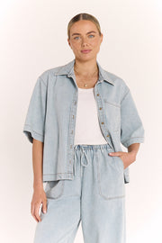 Arlo Cropped Shirt - Summer Blue