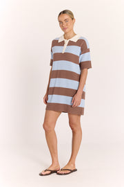 Bree Knitted Dress - Blue Cocoa Stripe