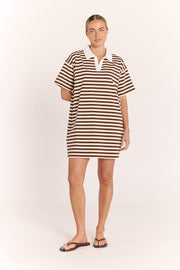 Finn Rugby Dress - Chocolate Stripe