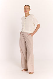 Tilly Pant - Mocha Pinstripe