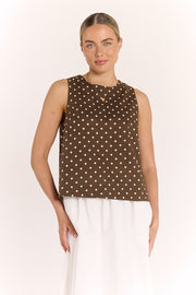 Matilda Top - Chocolate Spot