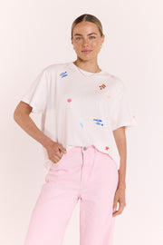 Coastal Embroidered Tee - White