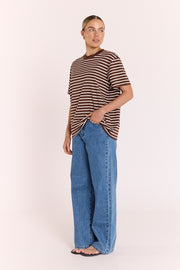 Carter Tee - Chocolate White Stripe