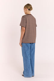 Carter Tee - Chocolate White Stripe