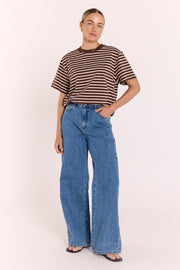 Carter Tee - Chocolate White Stripe