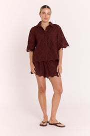 Sienna Cropped Shirt - Chocolate