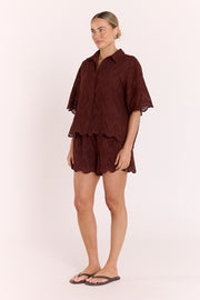 Sienna Cropped Shirt - Chocolate