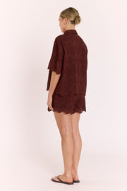 Sienna Cropped Shirt - Chocolate