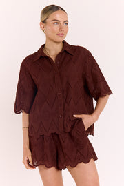 Sienna Cropped Shirt - Chocolate