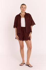Sienna Cropped Shirt - Chocolate