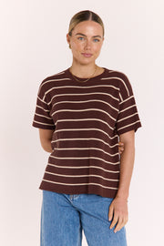 Jasper Knitted Tee - Chocolate Oat Stripe