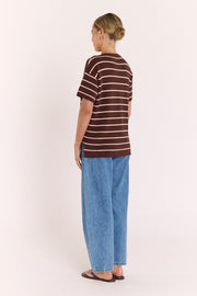 Jasper Knitted Tee - Chocolate Oat Stripe