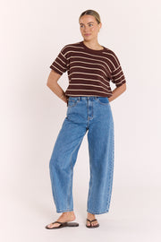 Jasper Knitted Tee - Chocolate Oat Stripe