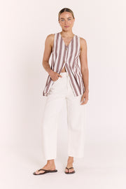 Leah Top - Chocolate Stripe