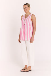 Leah Top - Pink Stripe