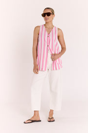Leah Top - Pink Stripe