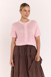 Elsie Crochet Top - Pink