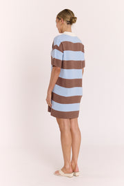 Bree Knitted Dress - Blue Cocoa Stripe