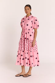 Everleigh Dress - Pink Chocolate Spot