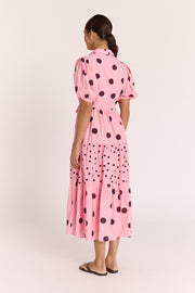 Everleigh Dress - Pink Chocolate Spot