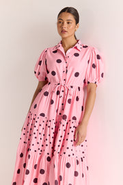 Everleigh Dress - Pink Chocolate Spot