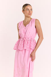 Hazel Broderie Top - Pink