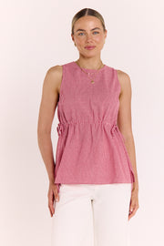 Lottie Top - Red Gingham
