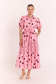 Everleigh Dress - Pink Chocolate Spot