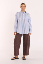 Emily Shirt - Blue Chocolate Stripe