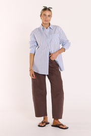 Emily Shirt - Blue Chocolate Stripe